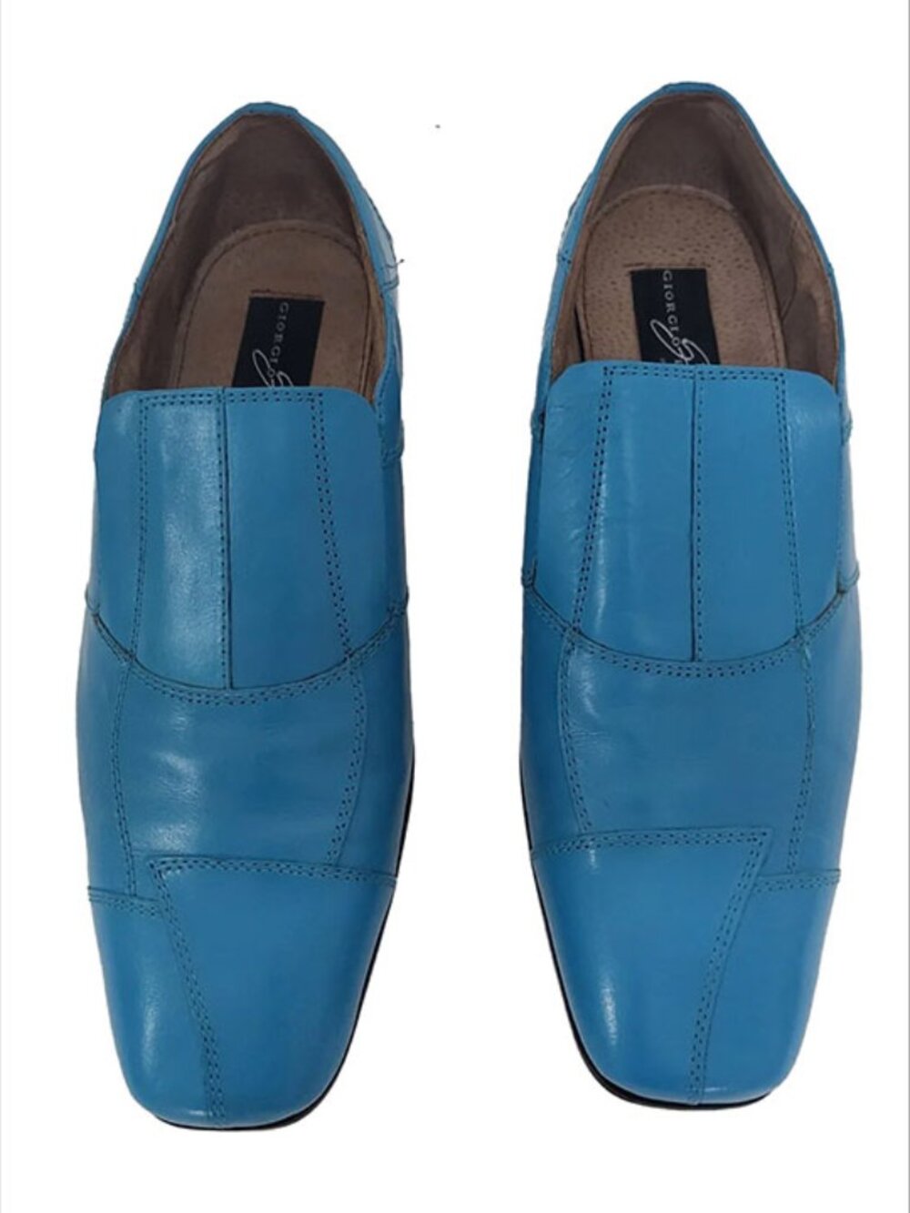 Vintage Y2K Giorgio Brutini Aqua Blue Leather Square-Toe Loafers Size 8 M
